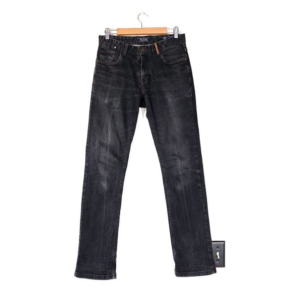 MASSIMO DUTTI Premium Slim Fit Jeans in Dark Wash Black Distressed Mens 32 x 33 - Picture 1 of 9